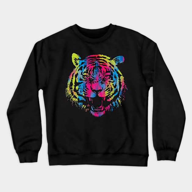 Vibrant Tiger Crewneck Sweatshirt by Daletheskater